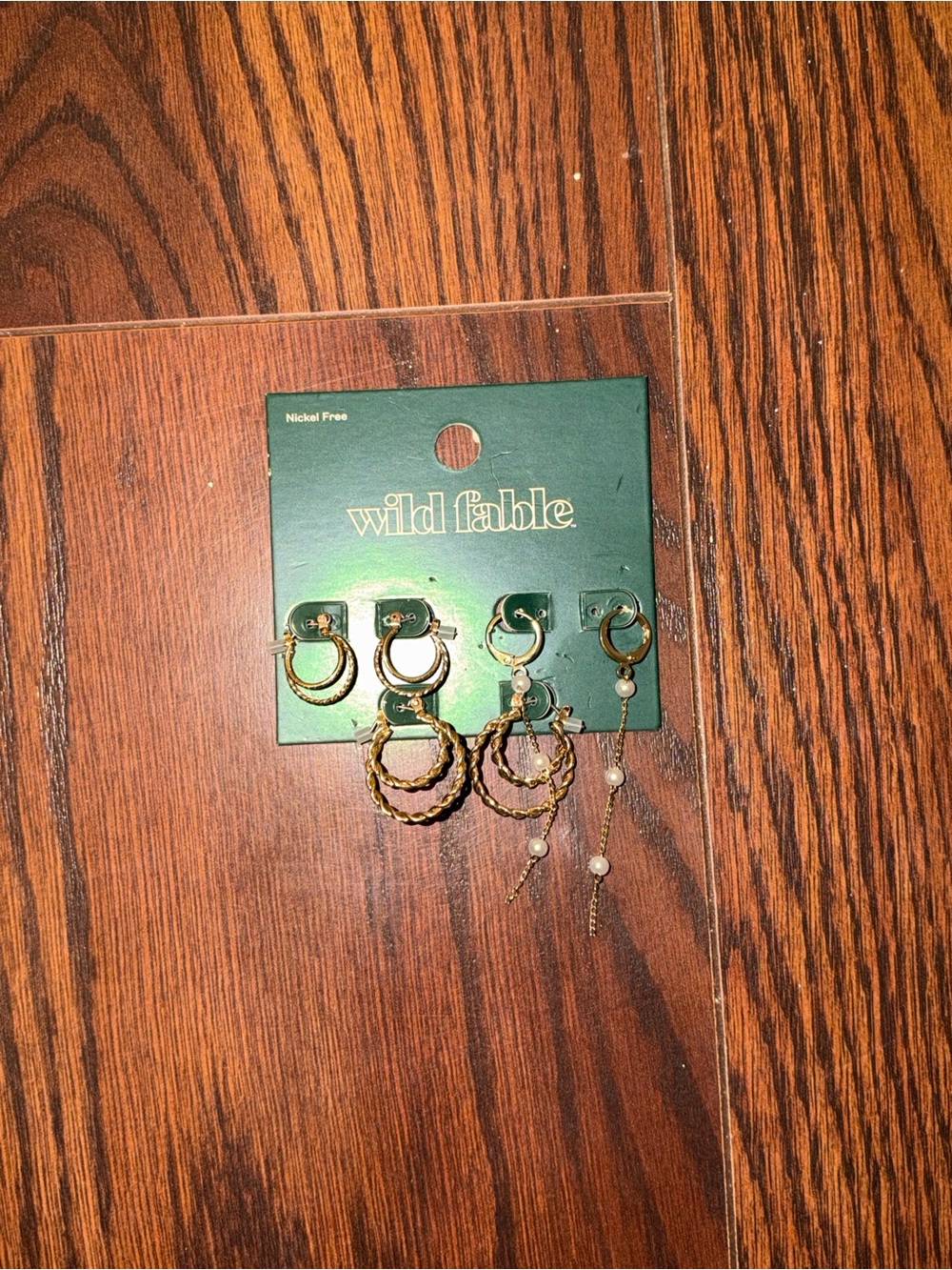 wild fable Gold Mixed Hoop and Pearl Drop Earring Set